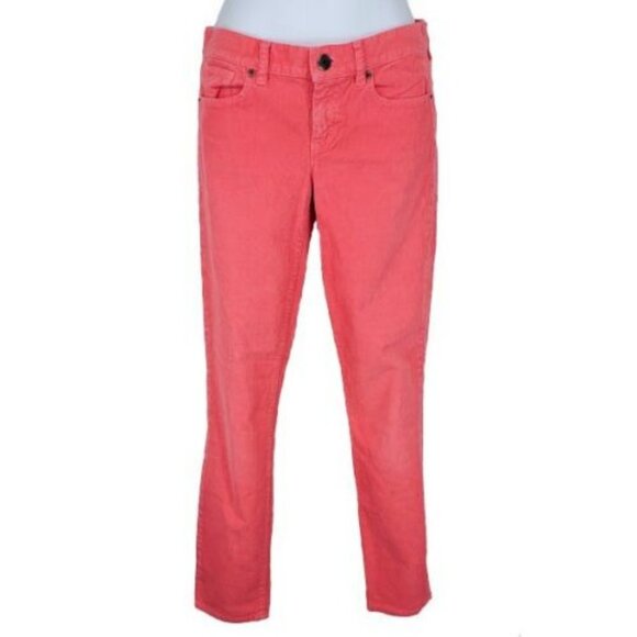 J Crew Shrimp Coral Pink Corduroy Pencil Skinny Matchstick Pants Cords 26 S 4 P - Picture 2 of 6